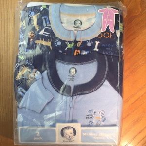 2 Pack Blanket Sleepers, dogs, size 4T, blue